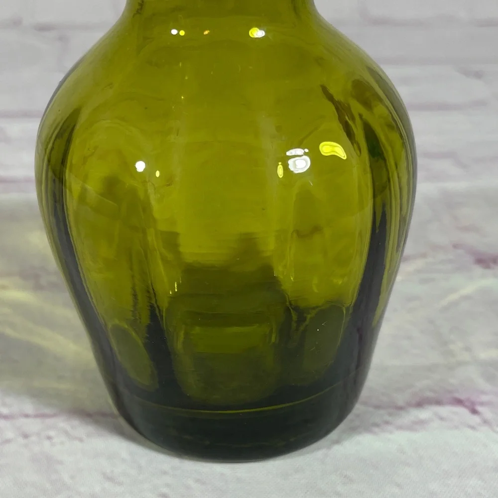 Vintage Pilgrim Hand Blown Green Glass Vase